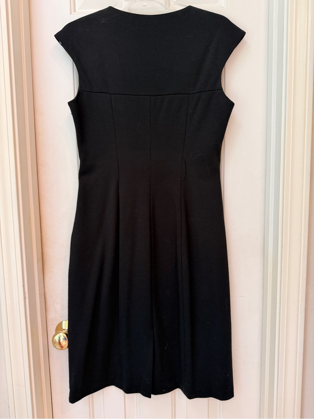 Signature by Sangia Black Cap-Sleeve Sheath Dress, Contrast White Stitching Sz 8 - Picture 7 of 12